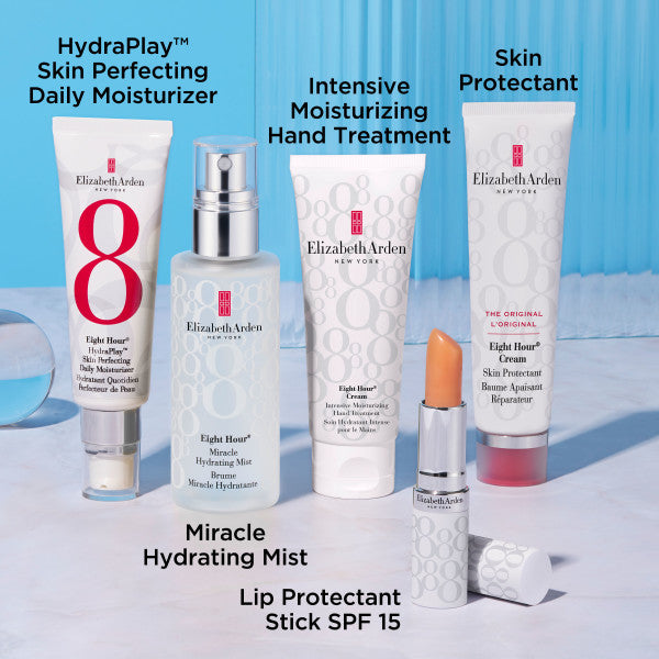 Eight Hour Collection- Hydraplay Daily Moisturizer, Miracle Hydrating Mist, Intensive Moisturizing Hand Treatment, Lip Protectant Stick SPF15, Skin Protectant