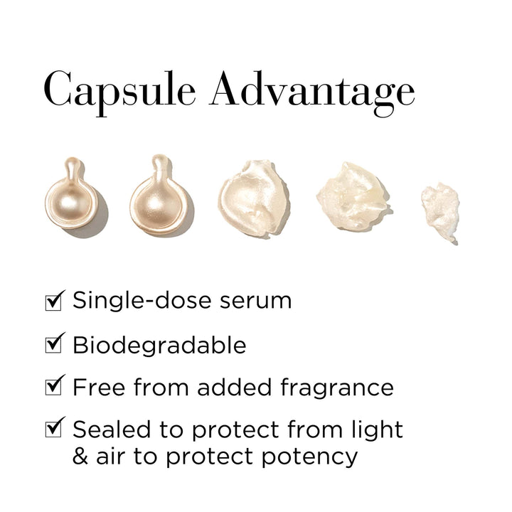 Capsule Advantage. Single-dose serum, biodegrable, free from added fragrance, sealed to protect from light and air to protect potency