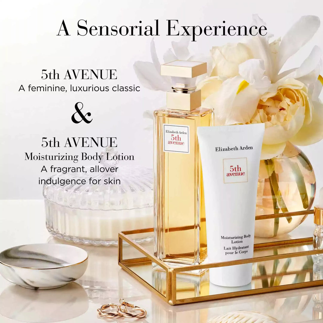 A Sensorial Experience - 5th Avenue a feminine, luxurious classic and 5th Avenue Moisturizing Body Lotion, a fragrant, allover indulgence for skin