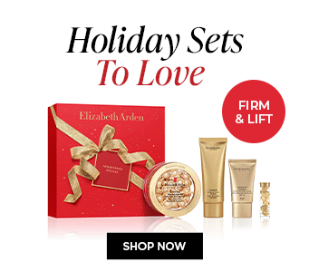 Holiday GIft Sets with copy "HOLIDAY SETS TO LOVE with a set for SMOOTH & REPAIR, a set for HYDRATE & TIGHTEN, a set for PROTECT & REPAIR and a set for FIRM & LIFT" with CTA SHOP NOW.