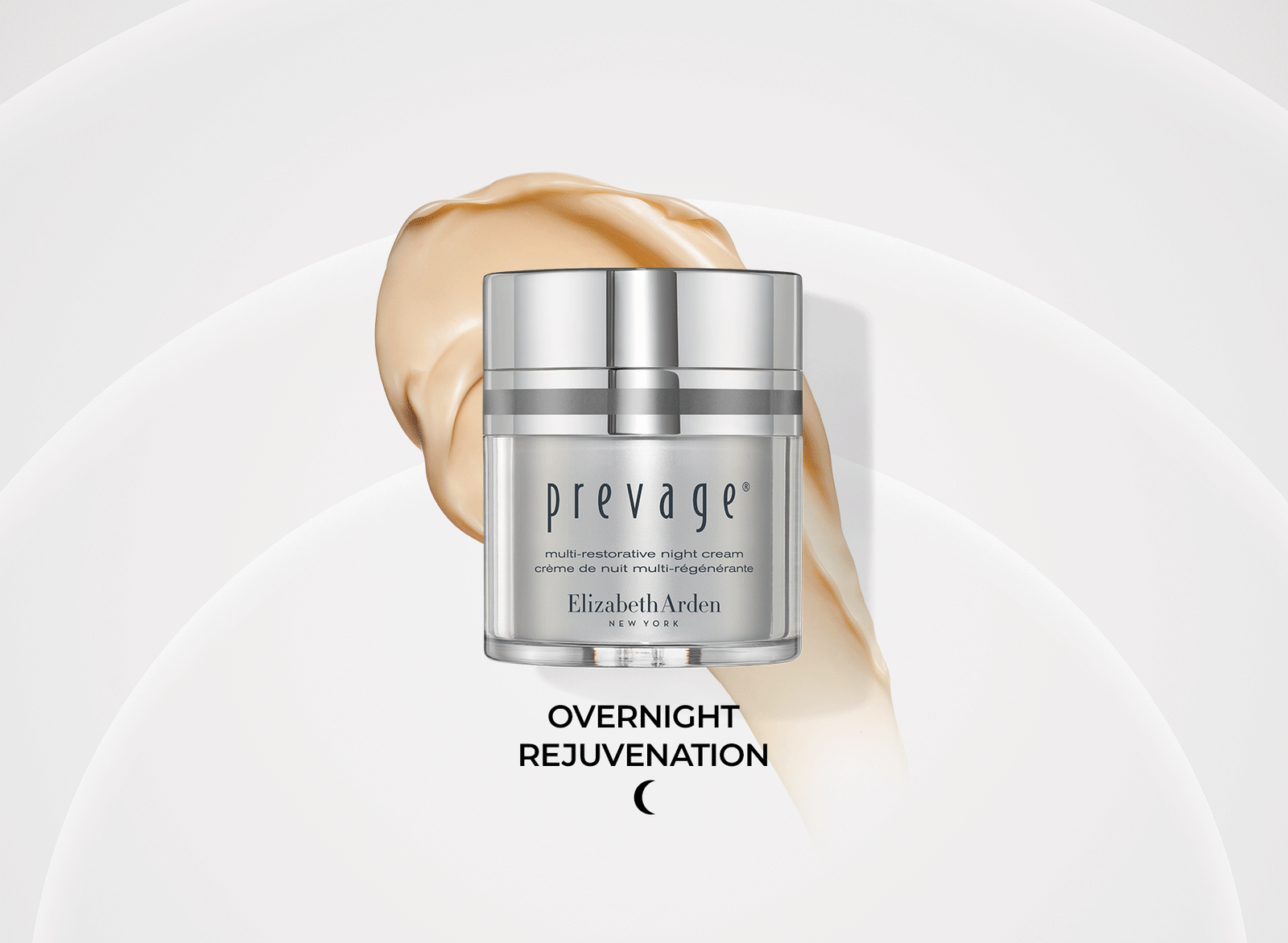 Prevage multi-restorative night cream with texture swipe with benefits copy "100% saw an instant boost in hydration and 100% saw instant improvement in skin fatigue. Overnight rejuvenation, use at night"
