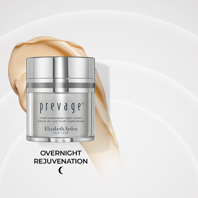 Prevage multi-restorative night cream with texture swipe with benefits copy "100% saw an instant boost in hydration and 100% saw instant improvement in skin fatigue. Overnight rejuvenation, use at night"