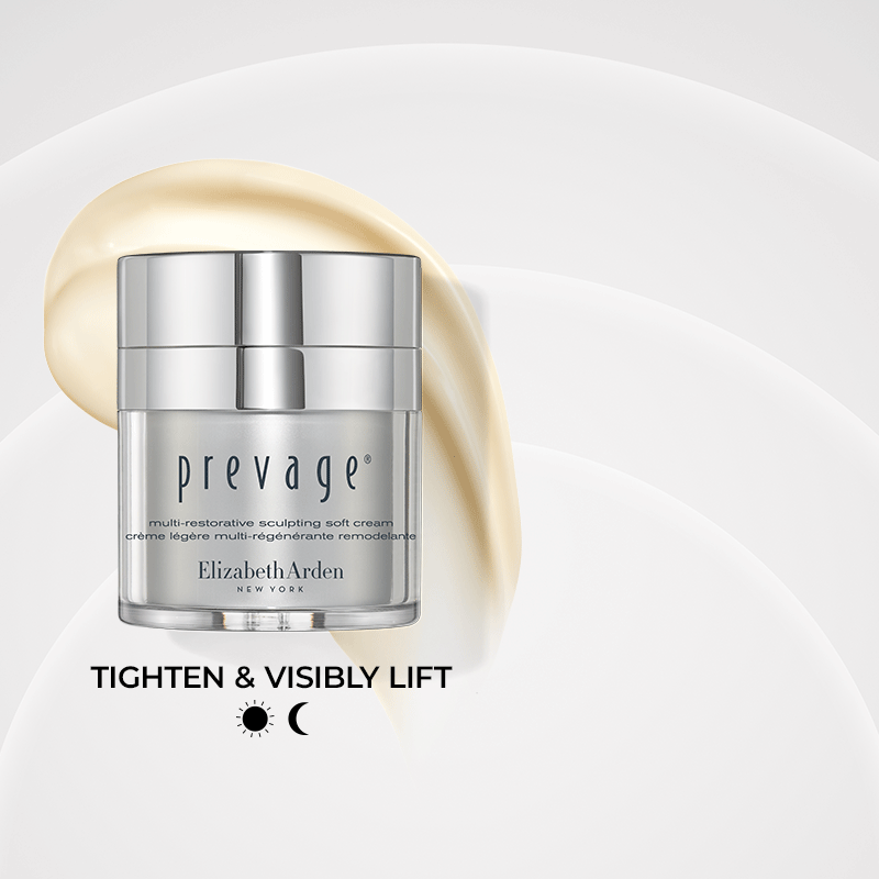 Prevage Sculpting cream with texture swipe with benefits copy "97% would delay aesthetic treatment and 100% say skin is fuller & lifted. Tighten and visibly lift, use day and/or night"