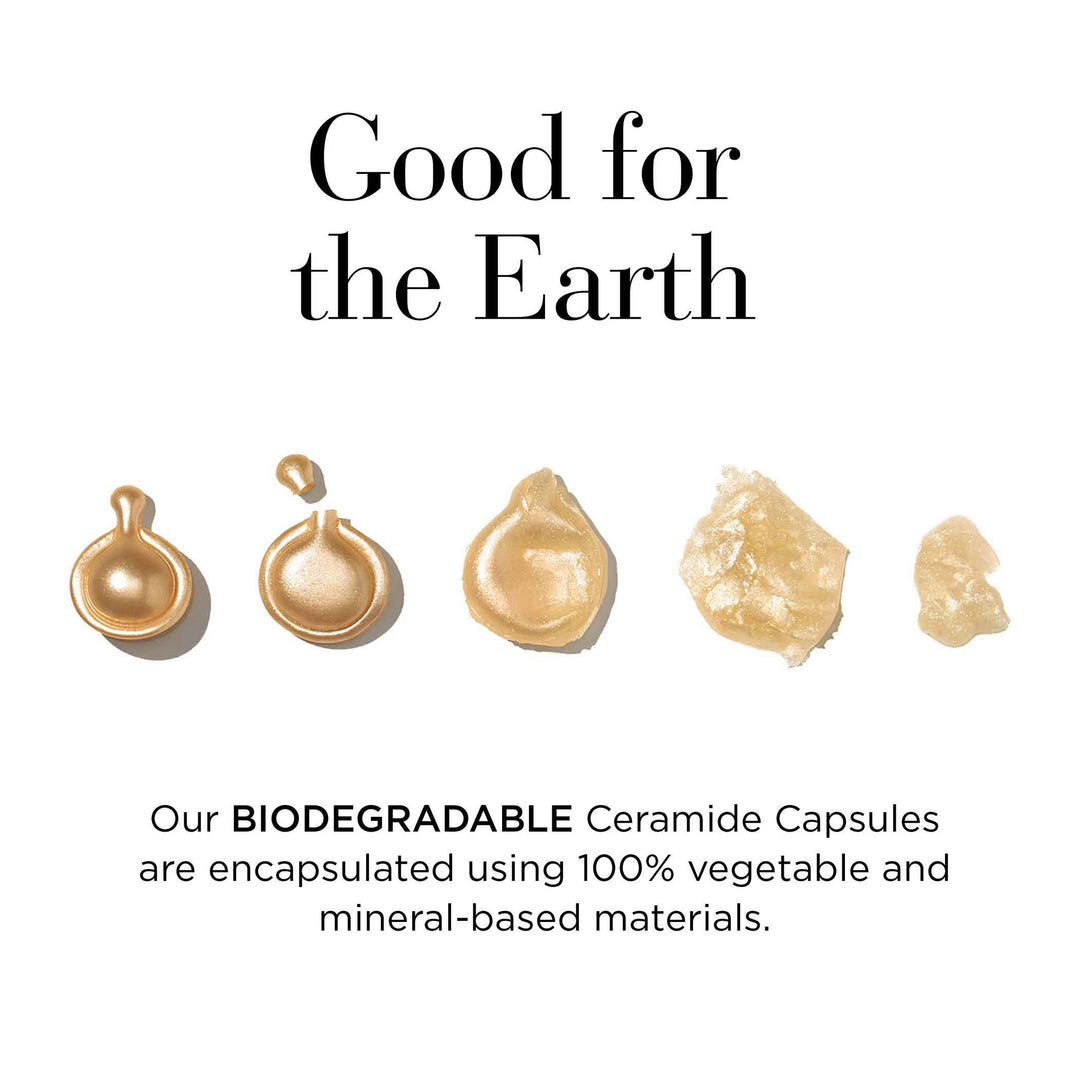 Our biodegradable ceramide capsules are encapsulated using 100% vegetable and mineral-based materials.