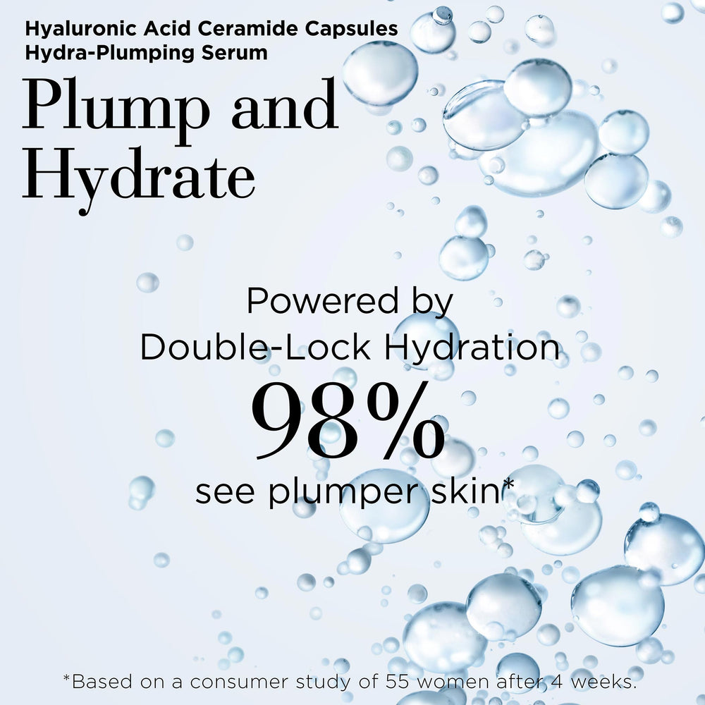 Plump and Hydrate. Powered by Double-Lock Hydration. 98% see plumper skin**Based on a consumer study of 55 women after 4 weeks