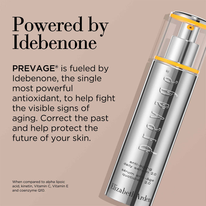 Powered by Idebenone. Most powerful antioxidant. Protects against environmental aggressors. Corrects visible signs of aging. Perfects skin for a youthful glow