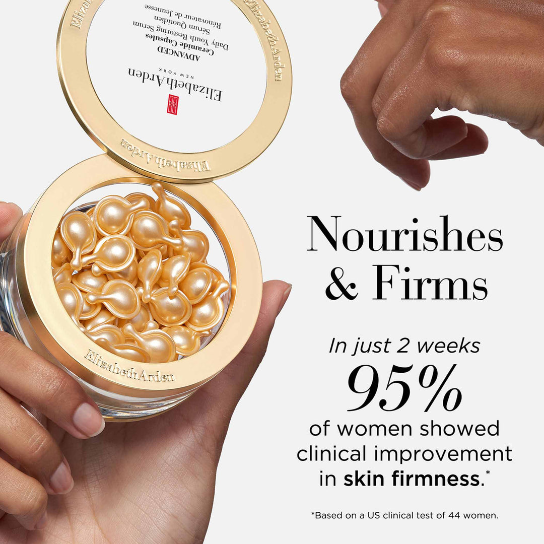 Nourishes and firms in just 2 weeks 95% of women showed clinical improvement in skin firmness**Based on a US clinical test of 44 women