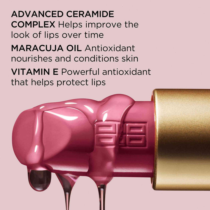 Advanced ceramide complex-helps improve the look of lips over time. Maracuja oil- antioxidant nourishes and conditions skin. Vitamin E- powerful antioxidant that helps protect lips
