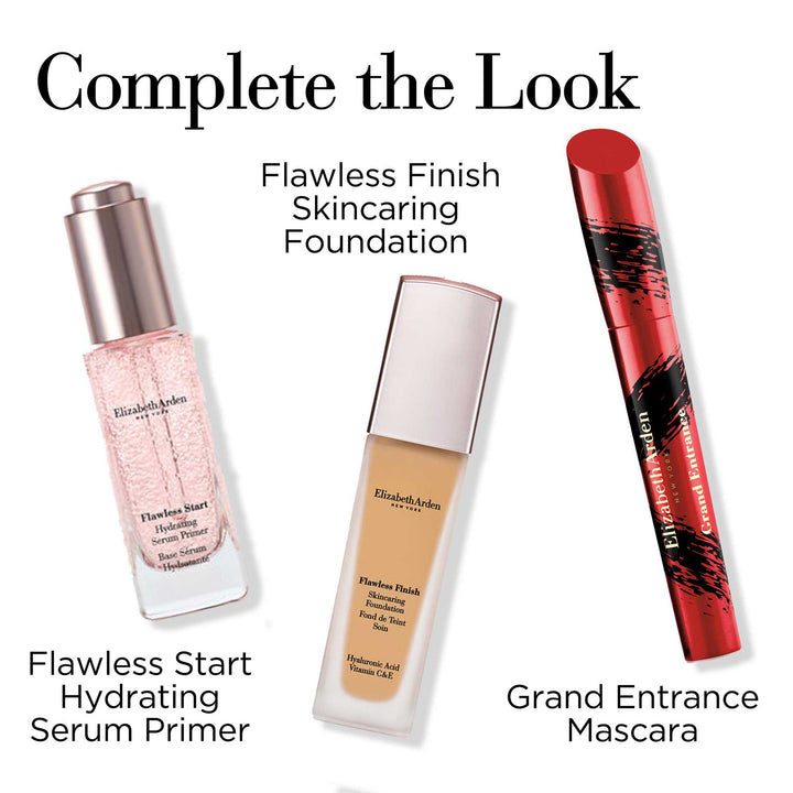 Complete the look with Flawless start hydrating serum primer, flawless finish skincaring foundation and grand entrance mascara