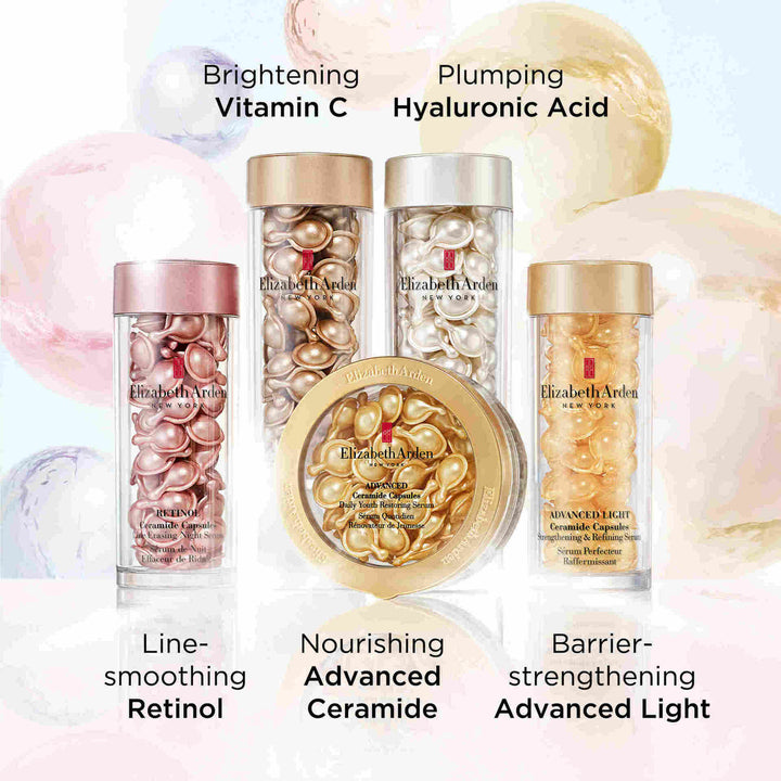 Ceramide Capsule Collection- Line-smoothing retinol, brightening vitamin C, plumping hyaluronic acid, nourishing advanced ceramide and barrier-strengthening advanced light