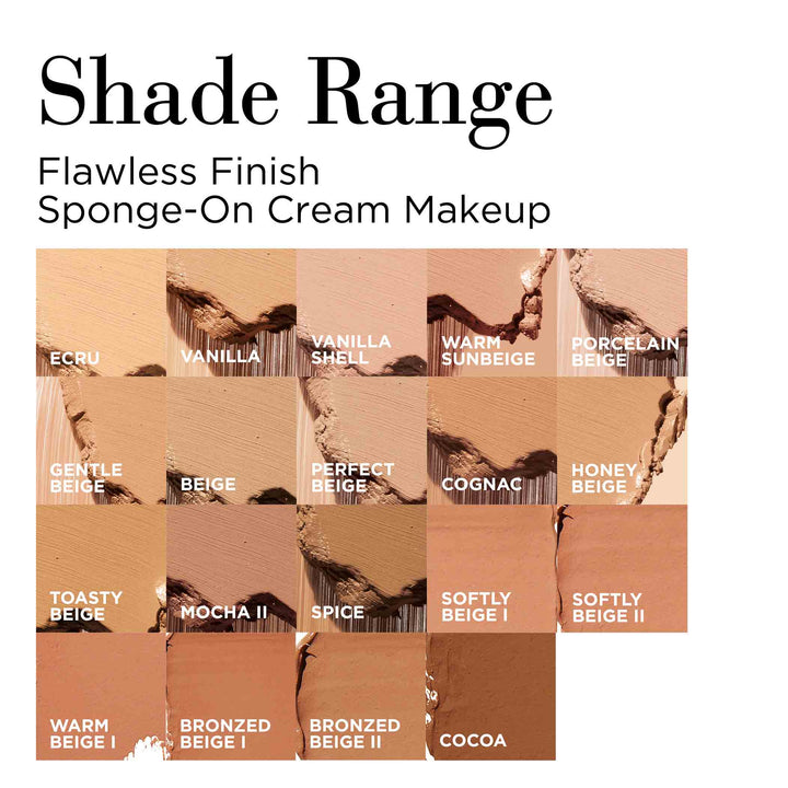 Shade Range for Flawless Finish Sponge-On Cream Makeup