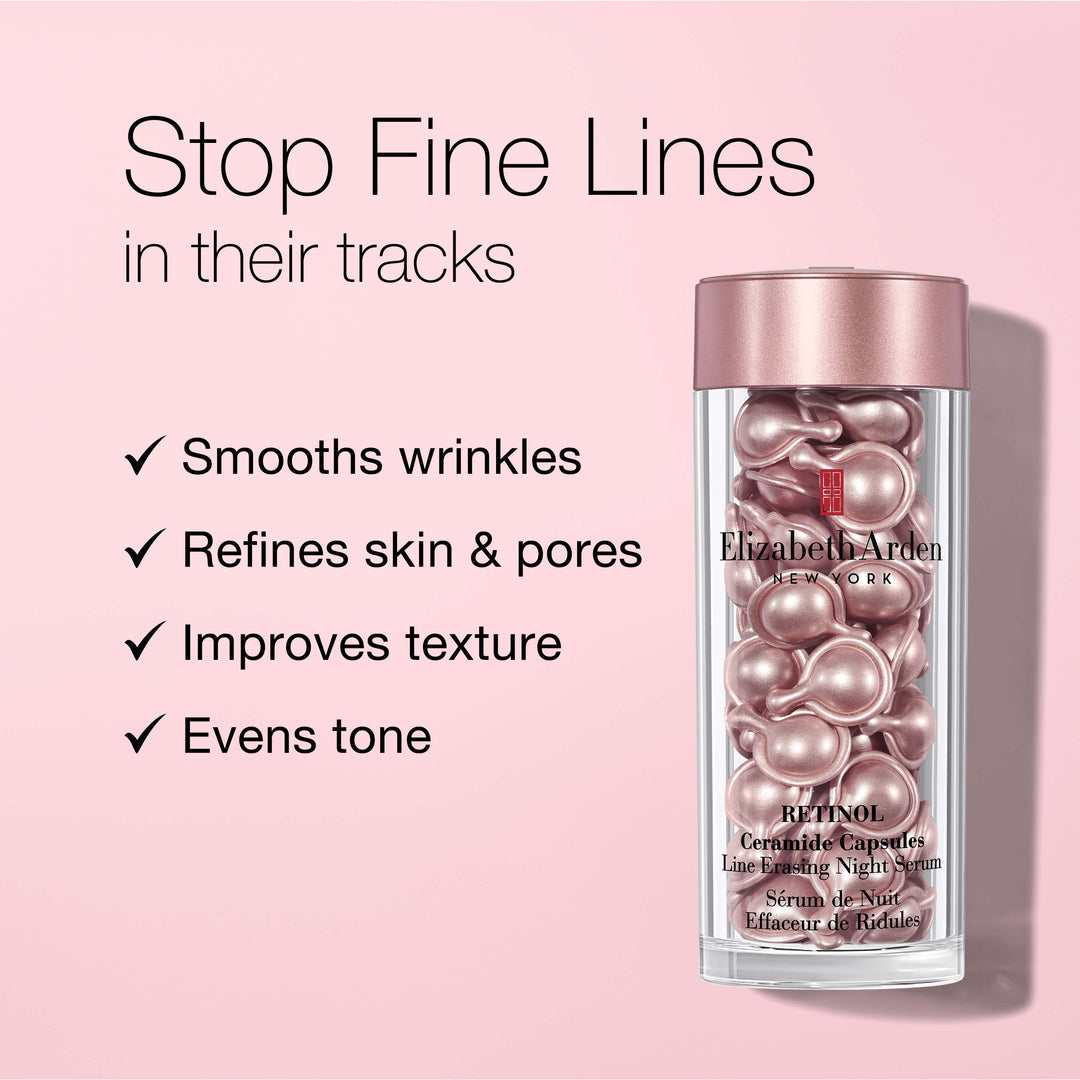 Stop Fine Lines in their tracks. Smooths wrinkles, refines skin & pores, improves texture, evens tone