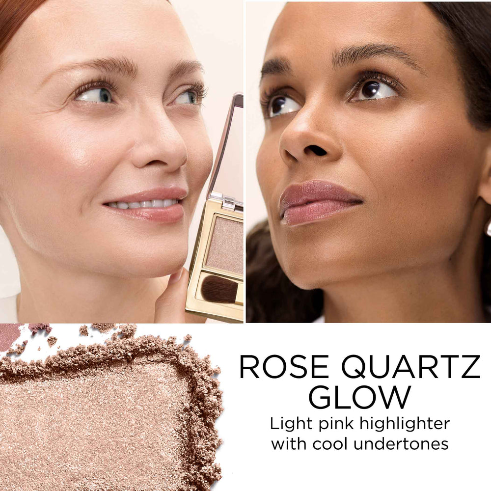 Rose Quarts Glow is a light pink highlighter with cool undertone