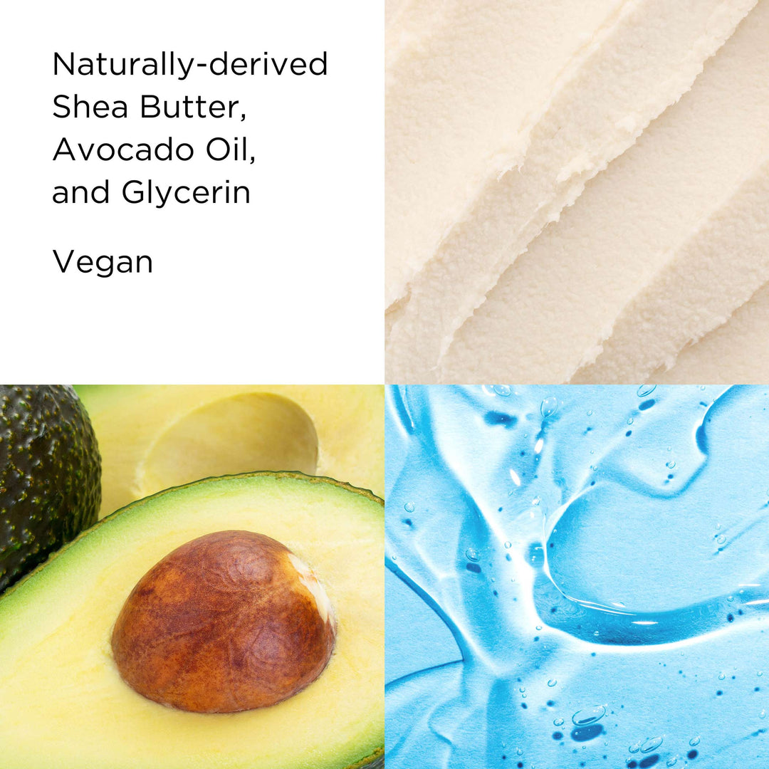 Naturally-derived shea butter, avocado oil and glycerin. vegan