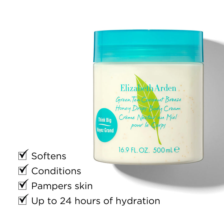 Benefits: softens, conditions, pampers skin, up to 24 hours of hydration