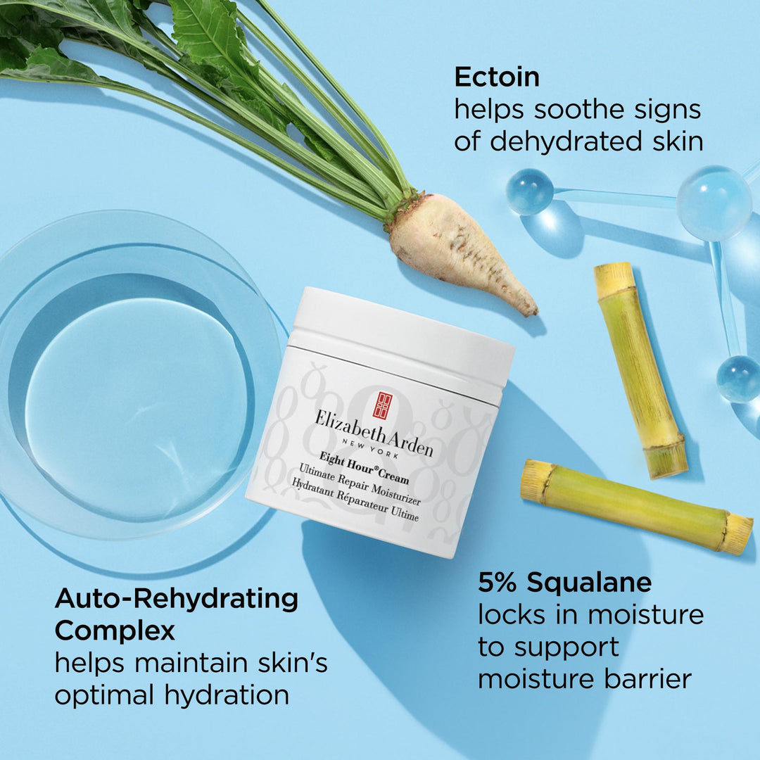 Key Ingredients includes Ectoin which helps soothe signs of dehydrated skin, Auto-Rehydrating Complex which helps maintain skin's optimal hydration and 5% Squalene which locks in moisture to support moisture barrier.
