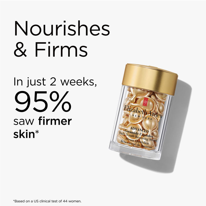 Advanced Ceramide Capsules nourishes and firms. In just 2 weeks, 95% saw firmer skin* *Based on a US clinical test of 44 women.