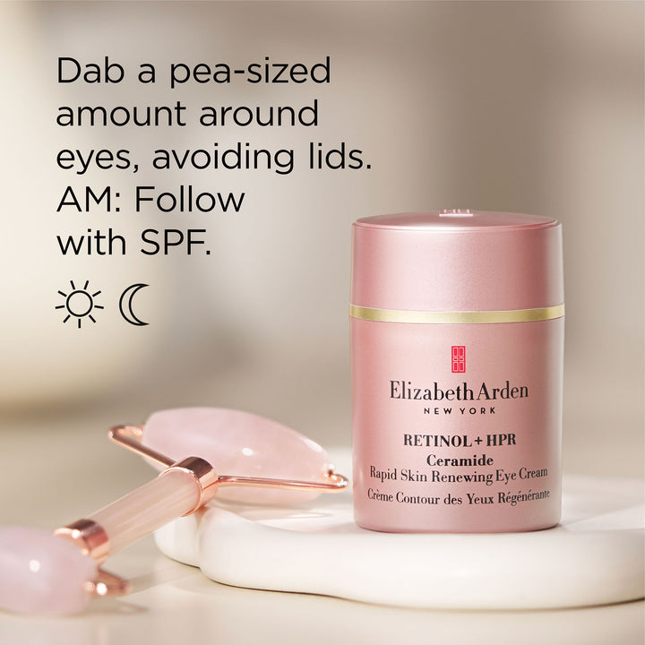 Dab a pea-sized amount around eyes, avoiding lids. Use this for both day and night, however. in the morning, follow with SPF. 