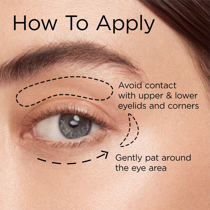 How to Apply. Avoid contact with upper and lower eyelids and corners. Gently pat around the eye area. 