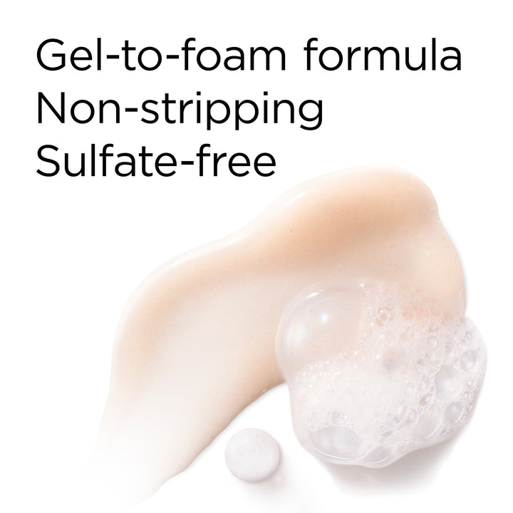 Gel-to-foam formula, non-stripping and sulfate-free