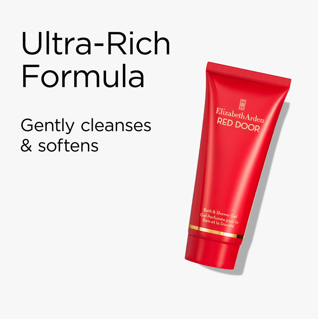 Red Door Bath and Shower Gel has an ultra-rich formula. It gently cleanses and softens.