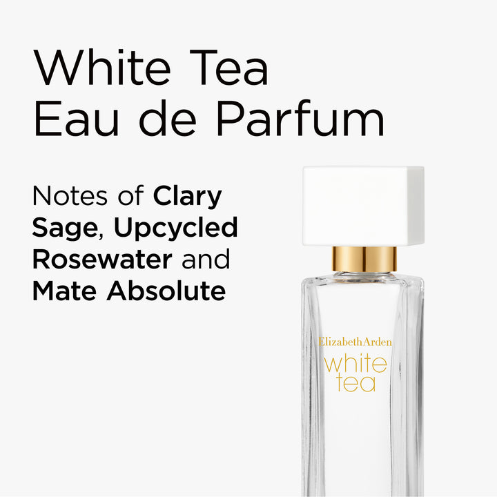 White Tea Eau de Parfum has notes of clary sage, upcycled rosewater and mate absolute