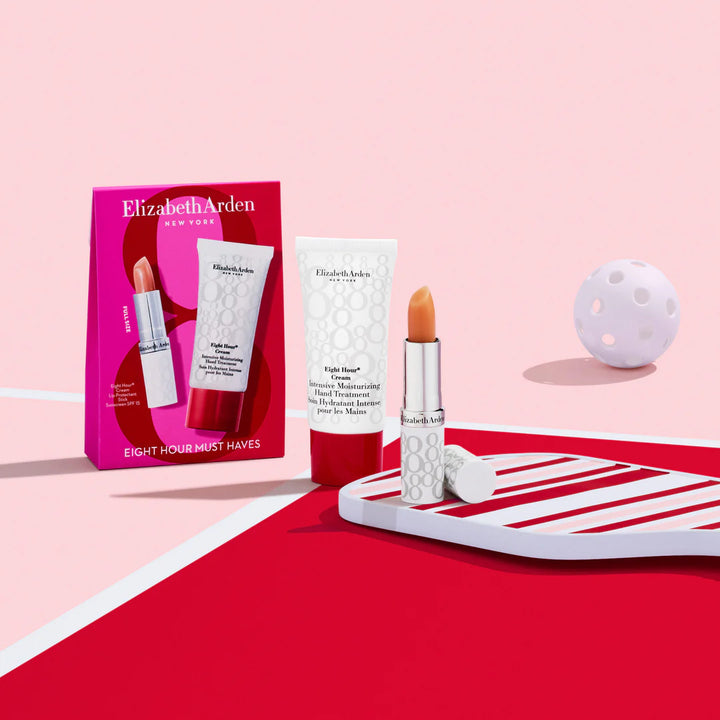 Eight Hour® Smoothing Saviors 2-Piece Set with pickleball themed lifestyle shot