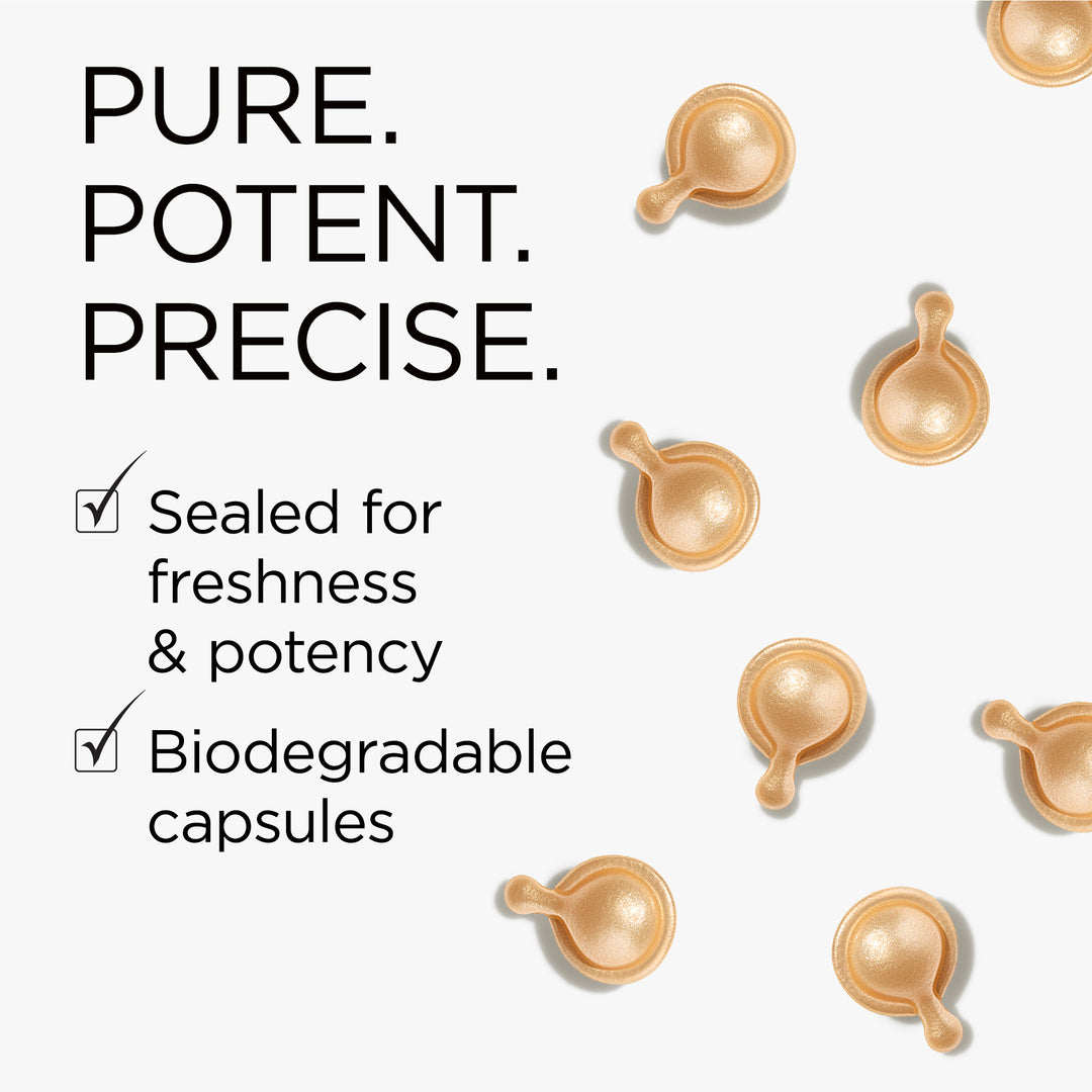 Advanced Ceramide Capsules are pure, potent and precise. Sealed for freshness and potency. Biodegradable capsules.