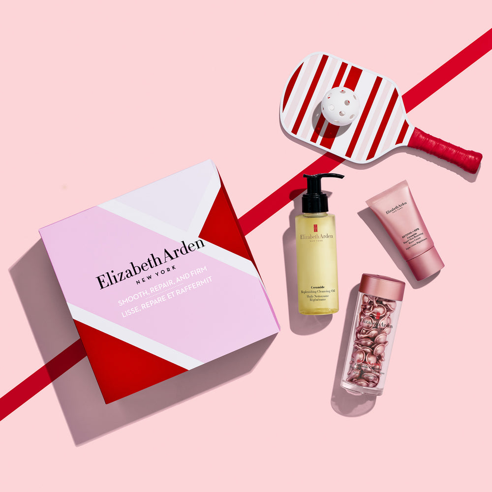 Smooth, Repair, and Firm 3-Piece Gift Set with pink pickleball themed background