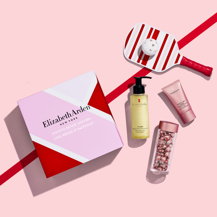 Smooth, Repair, and Firm 3-Piece Gift Set with pink pickleball themed background