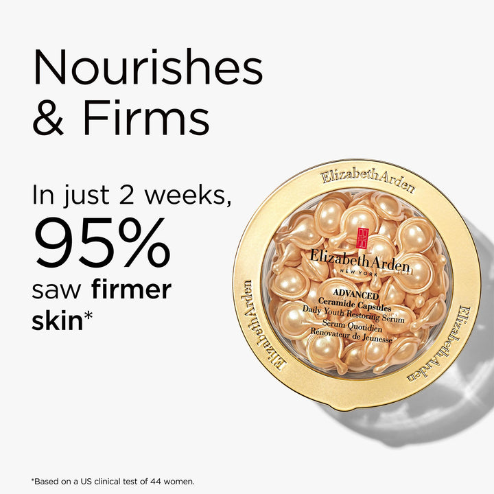 Advanced Ceramide Capsules nourishes and firms. In just 2 weeks, 95% saw firmer skin* *Based on a US clinical test of 44 women.