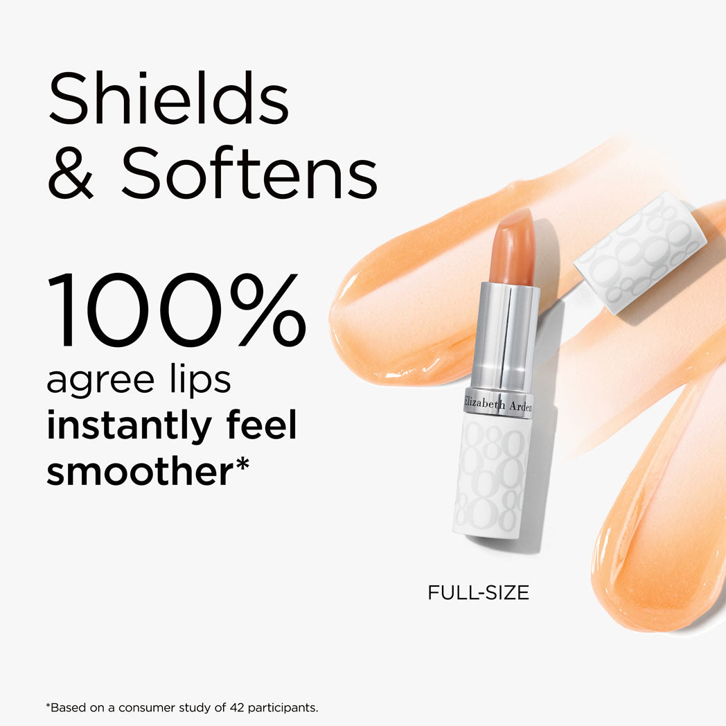 The full sized Eight Hour® Lip Protectant shields and softens. 100% agree lips instantly feel smoother* *Based on a consumer study of 42 participants.