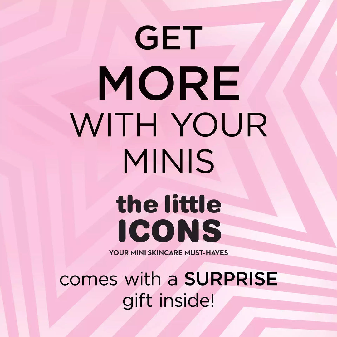 Get more with your minis! The Little Icons Your Mini Skincare Must-Haves Set comes with a surprise gift inside!