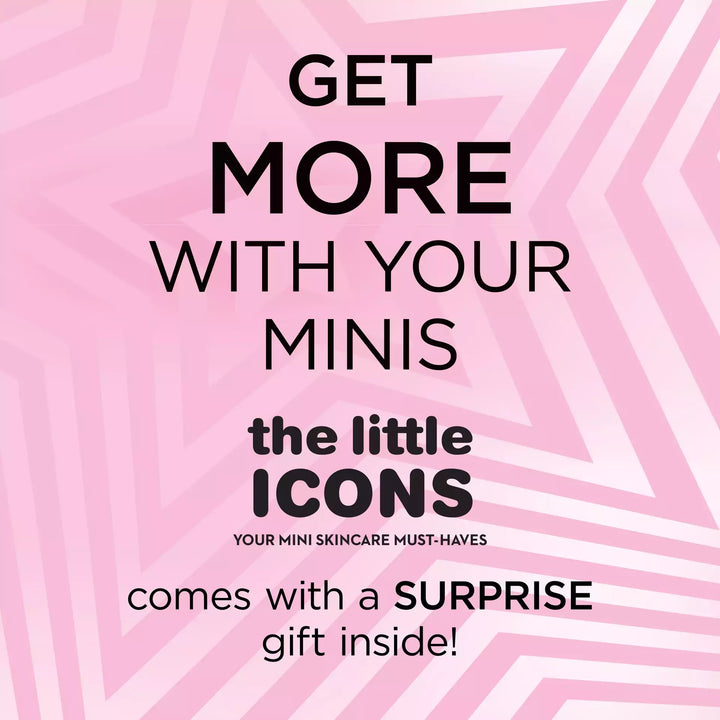 Get more with your minis! The Little Icons Your Mini Skincare Must-Haves Set comes with a surprise gift inside!