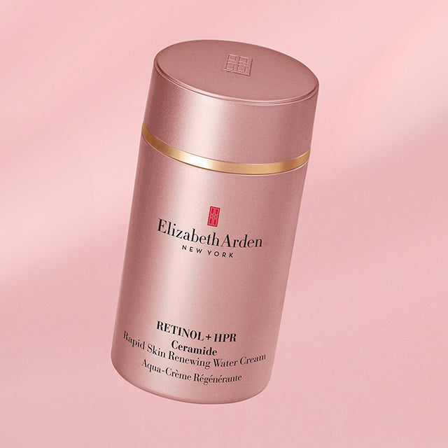 Retinol + HPR Ceramide Water Cream on a pink background