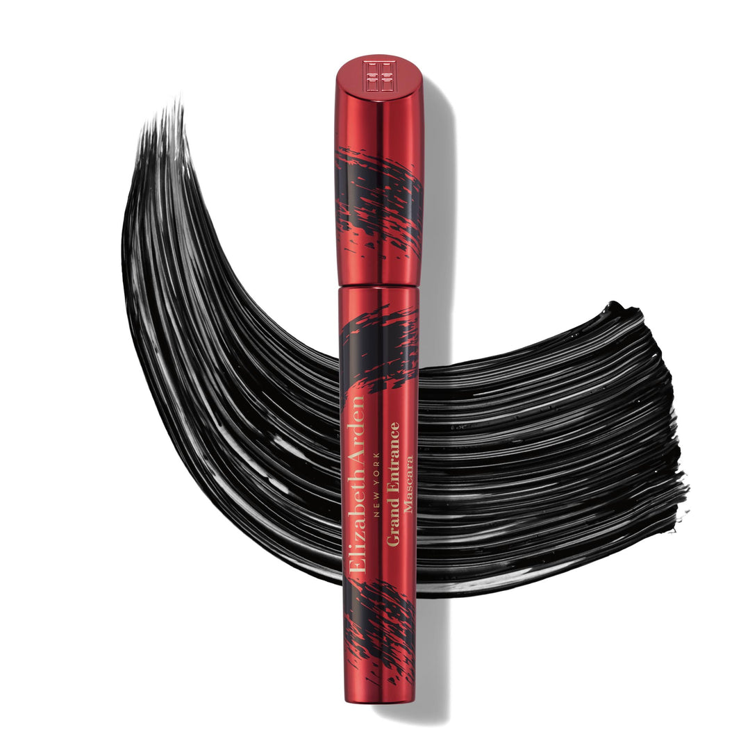 Grand Entrance Mascara with texture swatch behind it