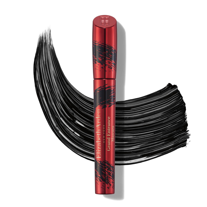 Grand Entrance Mascara with texture swatch behind it
