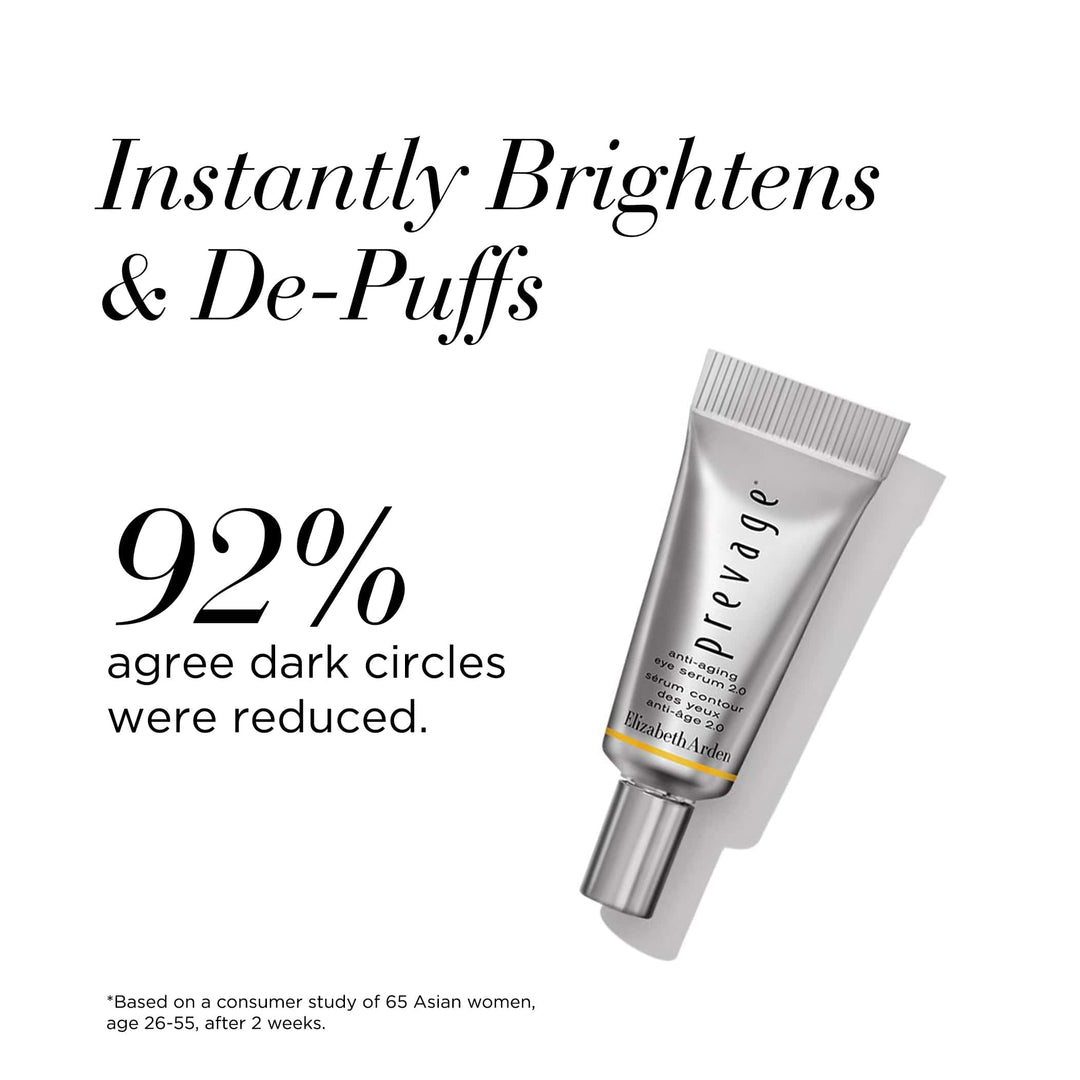 Instantly brightens and de-puffs. 92% agree dark circles were reduced. *Based on a consumer study of 65 Asian women, age 26-55, after 2 weeks
