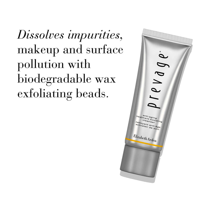 Dissolves impurities, makeup and surface pollution with biodegradable wax exfoliating beads