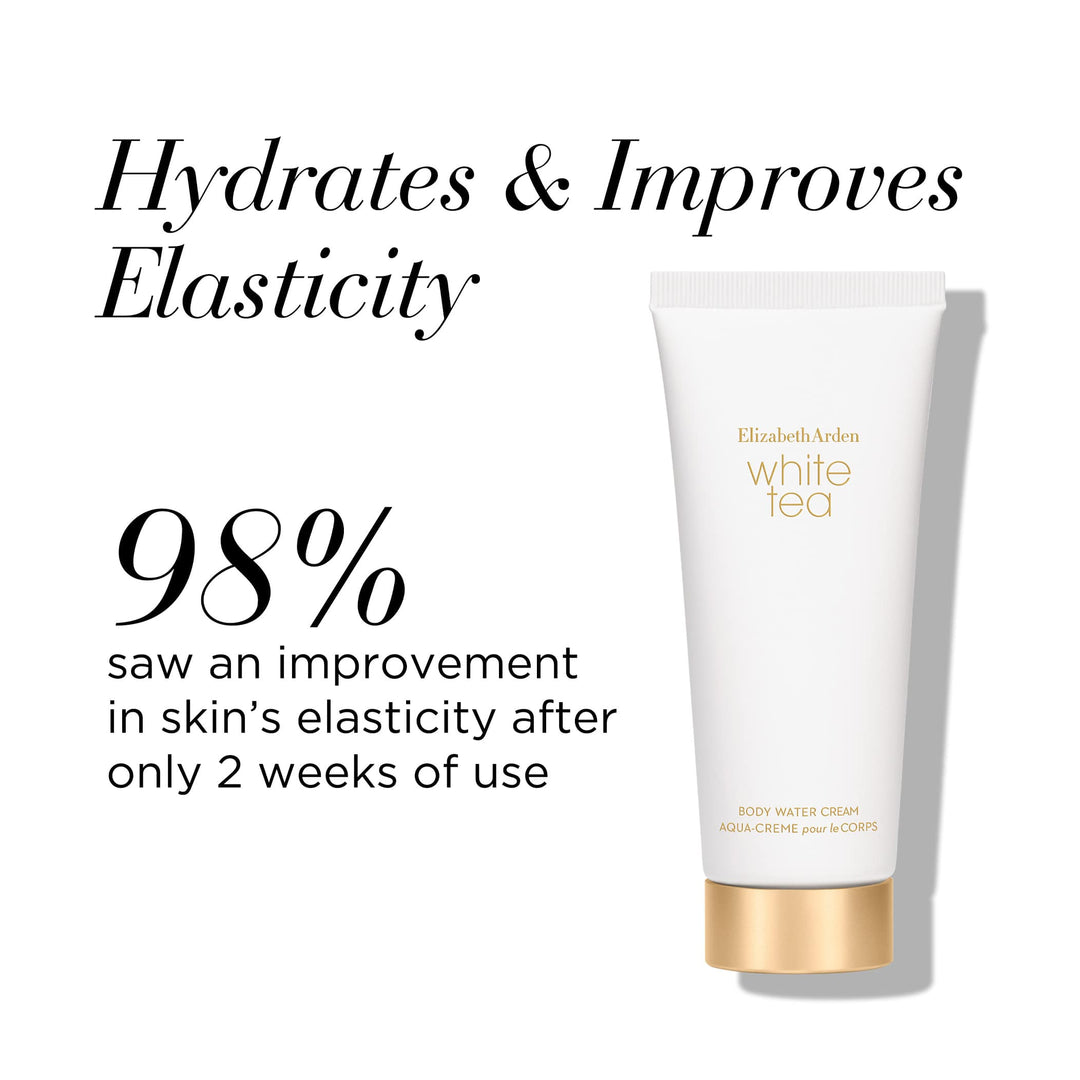 Body water cream hydrates and improves elasticity. 98% saw an improvement in skin's elasticity after only 2 weeks of use