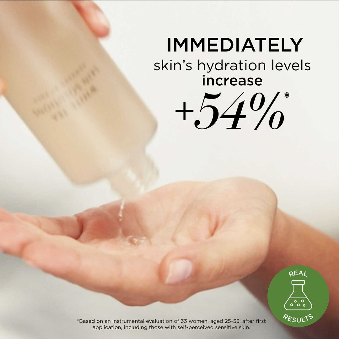 Immediately skin's hydration levels increase +54%* *Based on an instrumental evaluation of 33 women, aged 25-55, after first application, including those with self-perceived sensitive skin